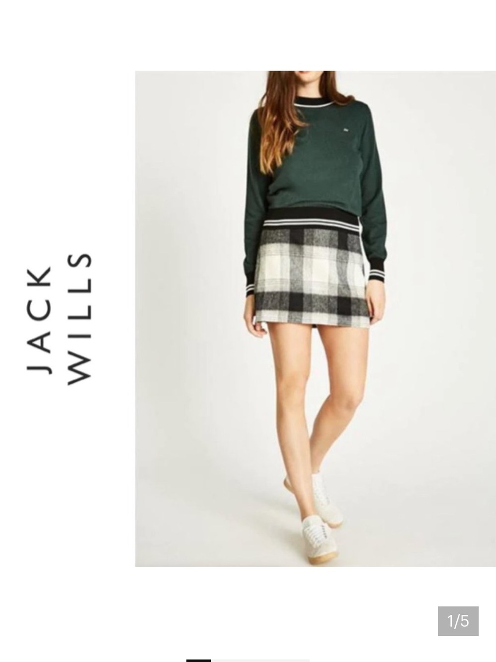 Jack Wills Farleton Black & White Plaid Mini Skirt